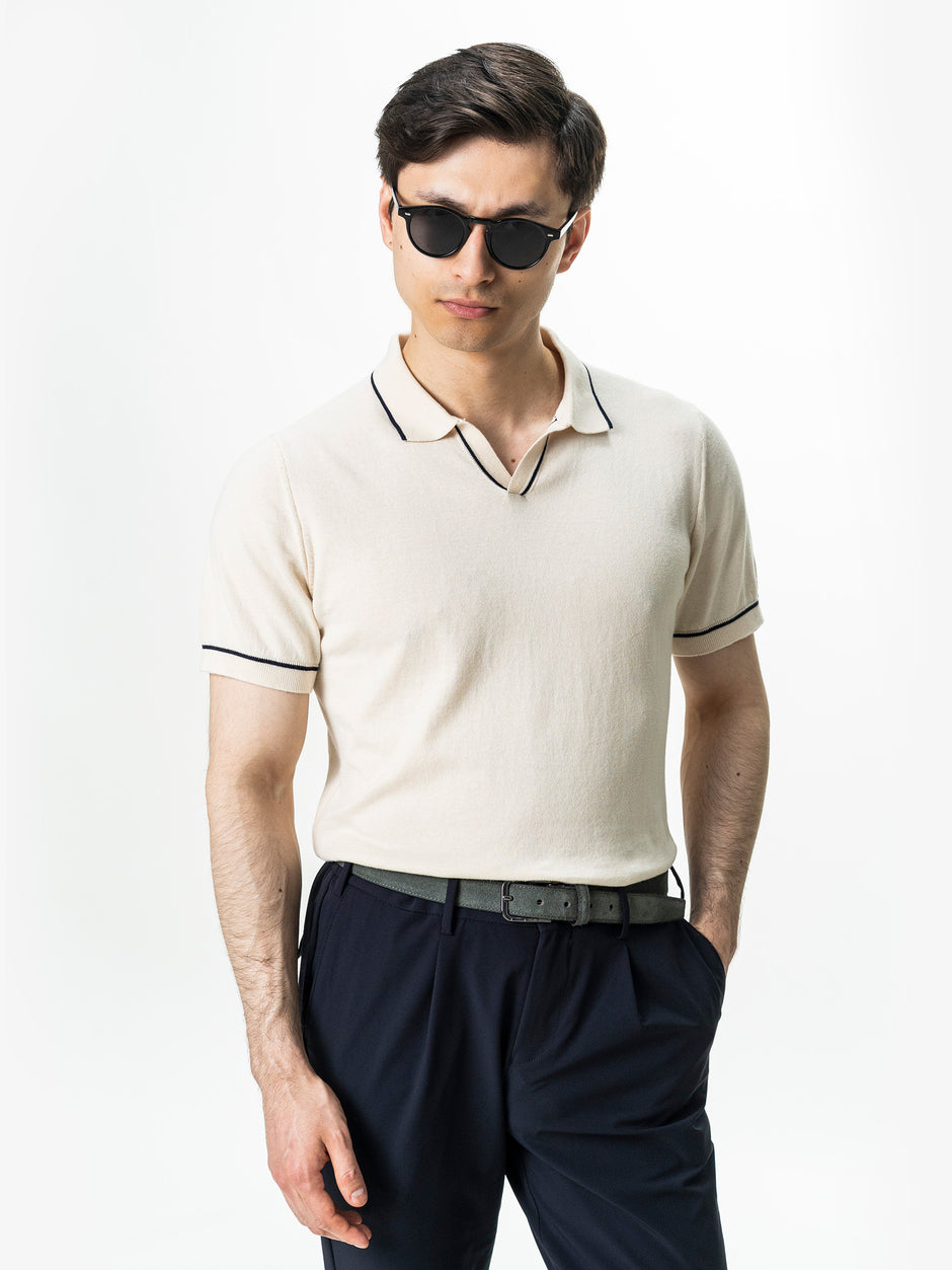 Tricou Polo Barbati Crem Off-White 100% Bumbac BMan0105 (8)