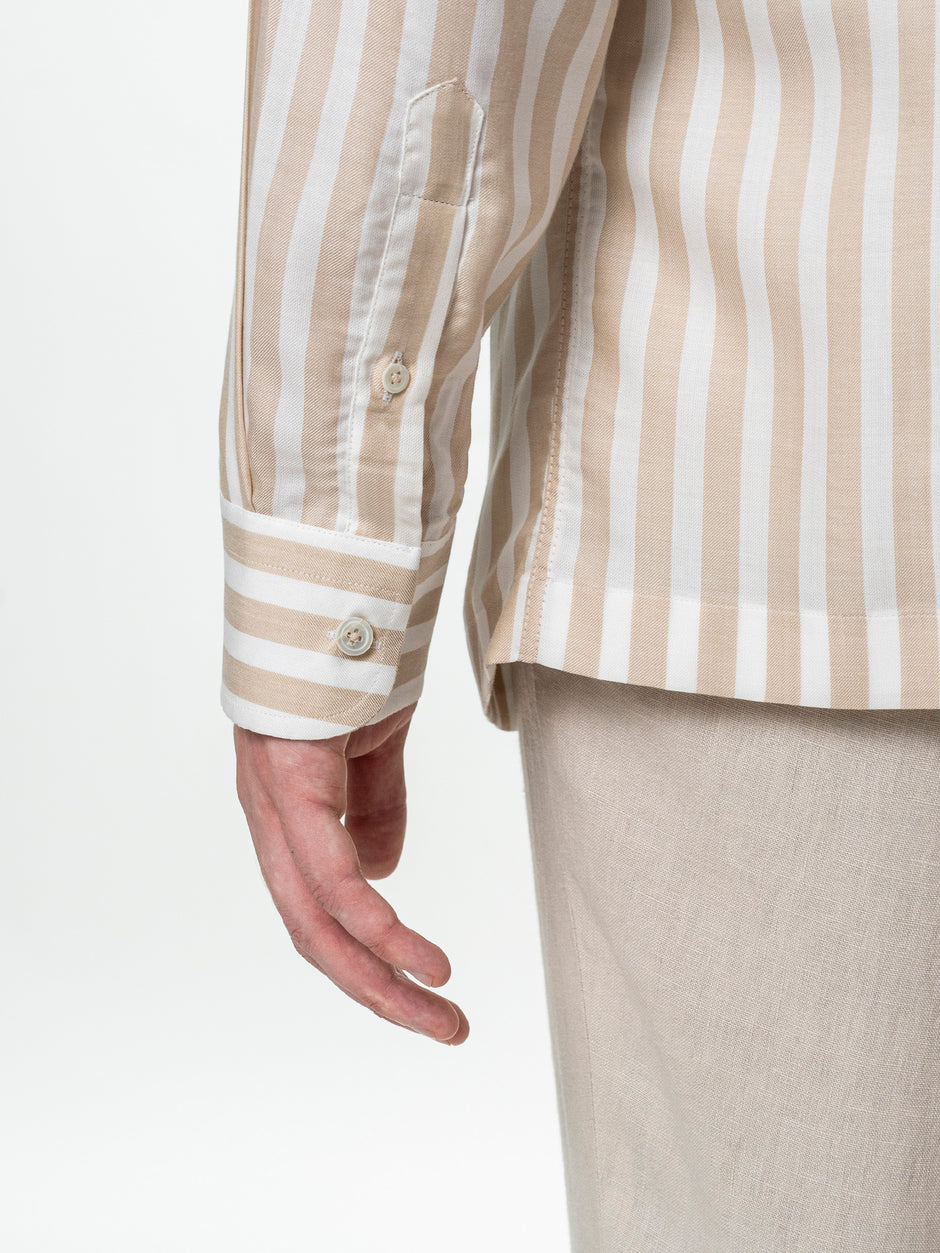 Camasa Barbati Crem in Dungi Relaxed Fit BMan0200 (8)