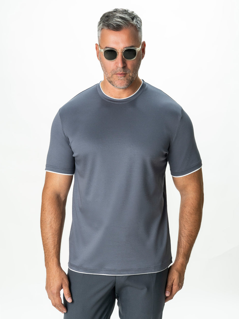 Tricou Gri Inchis Barbati 100% Bumbac Egiptean Dublu Mercerizat BMan271 (6)
