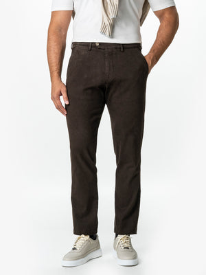 Pantaloni Casual Barbati Chinos Cafenii Bumbac Office Relax Fit BMan0020