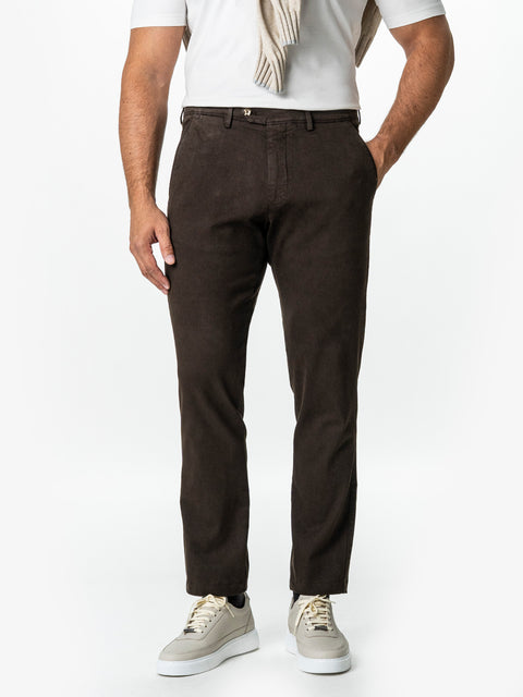Pantaloni Casual Barbati Chinos Cafenii Bumbac Office Relax Fit BMan0020