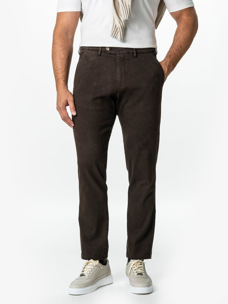 Pantaloni Casual Barbati Chinos Cafenii Bumbac Office Relax Fit BMan0020 (1)