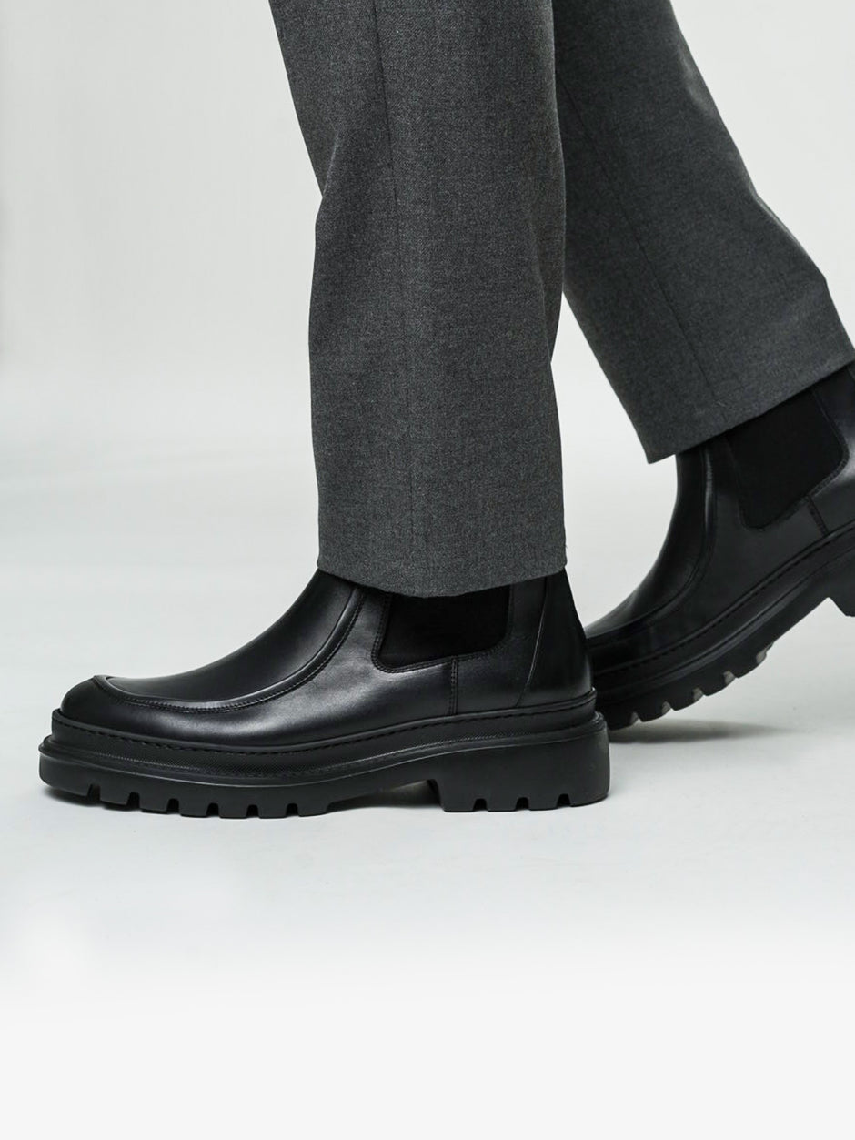 Ghete Barbati Negre Din Piele Naturala Cu Talpa Din Spuma BMan150 (2)