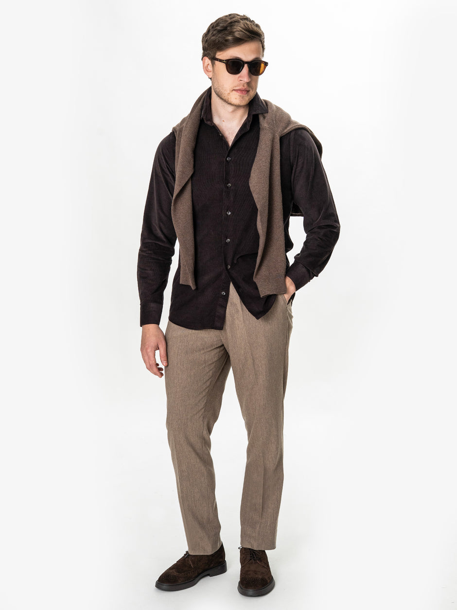 Camasa Barbati Cafenie din Bumbac 100% BMan0401 (2)