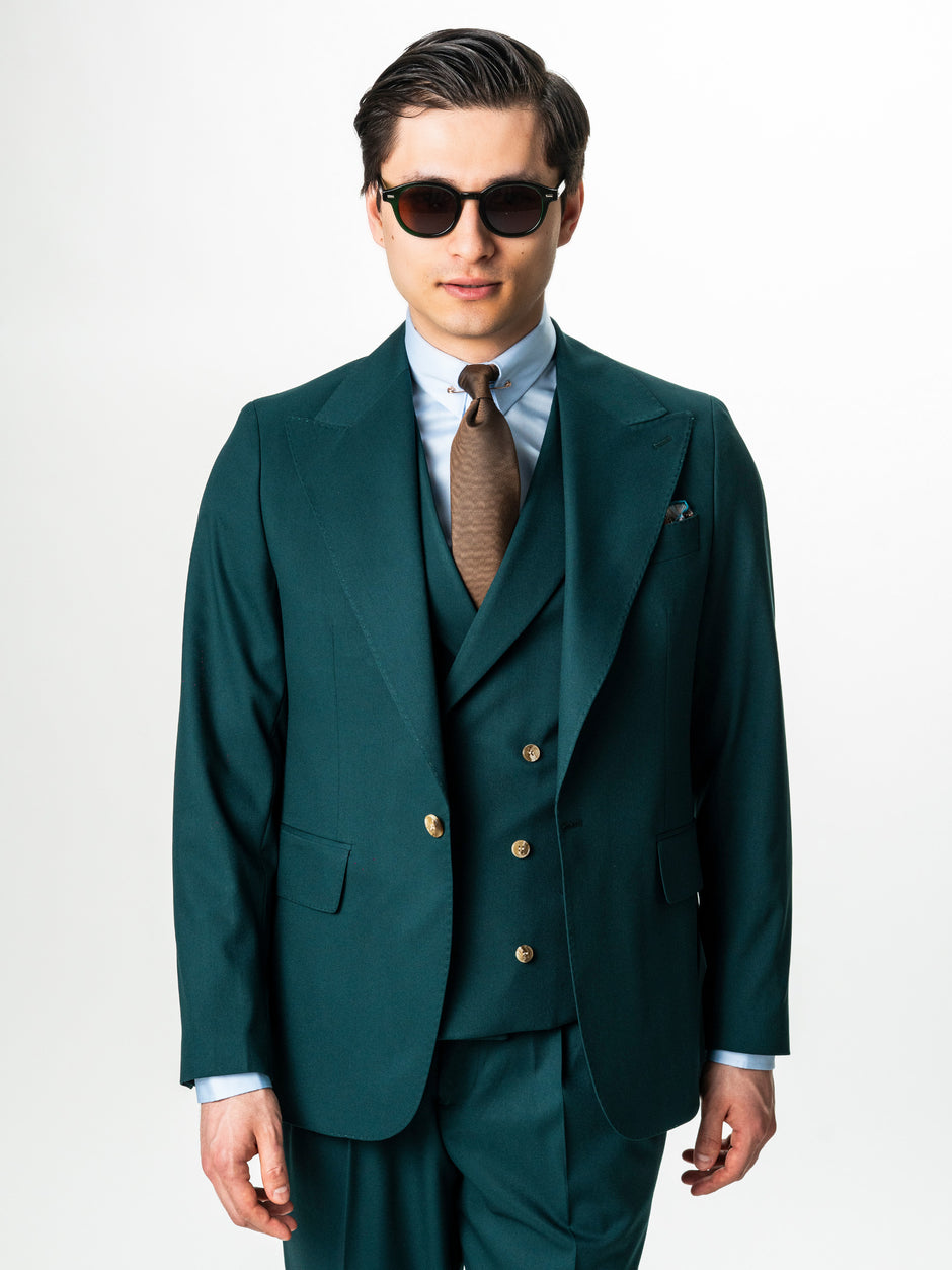 Costum Elegant Barbati Verde Petrol In 3 Piese Lana Sarto BMan0056 (8)