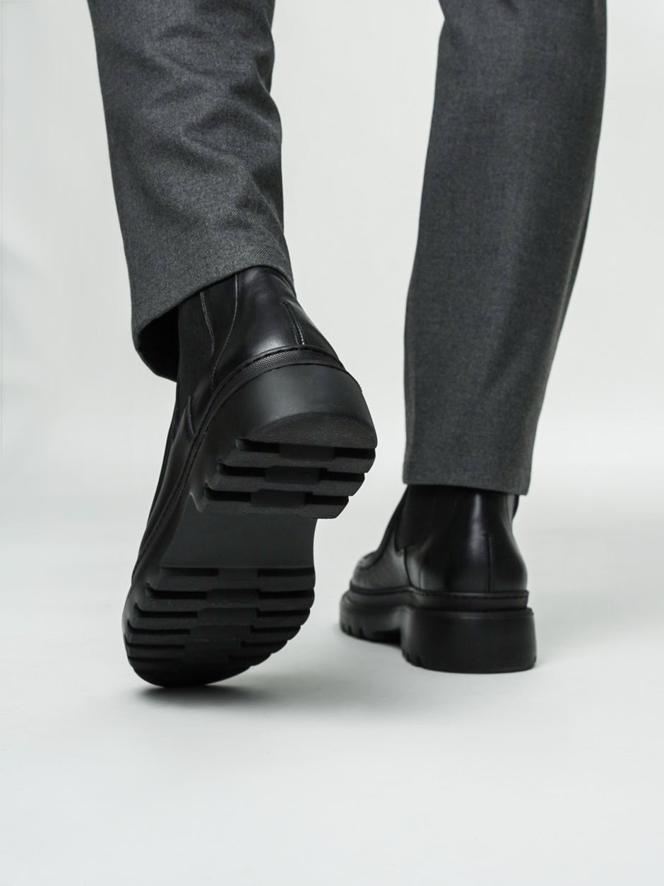Ghete Barbati Negre Din Piele Naturala Cu Talpa Din Spuma BMan150 (7)