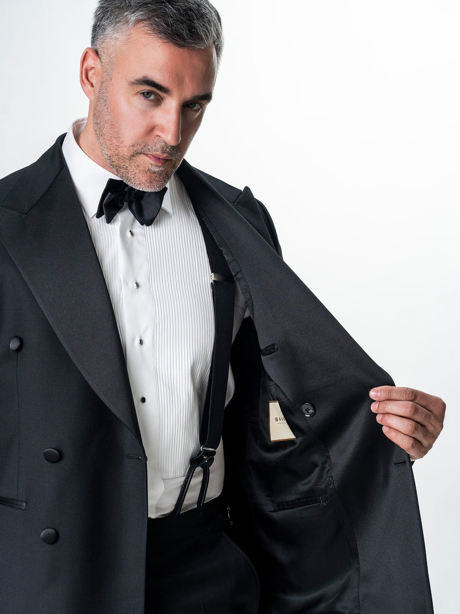 Costum Mire Smoking Negru din 100% Lana Vitale Barberis BMan345 (8)