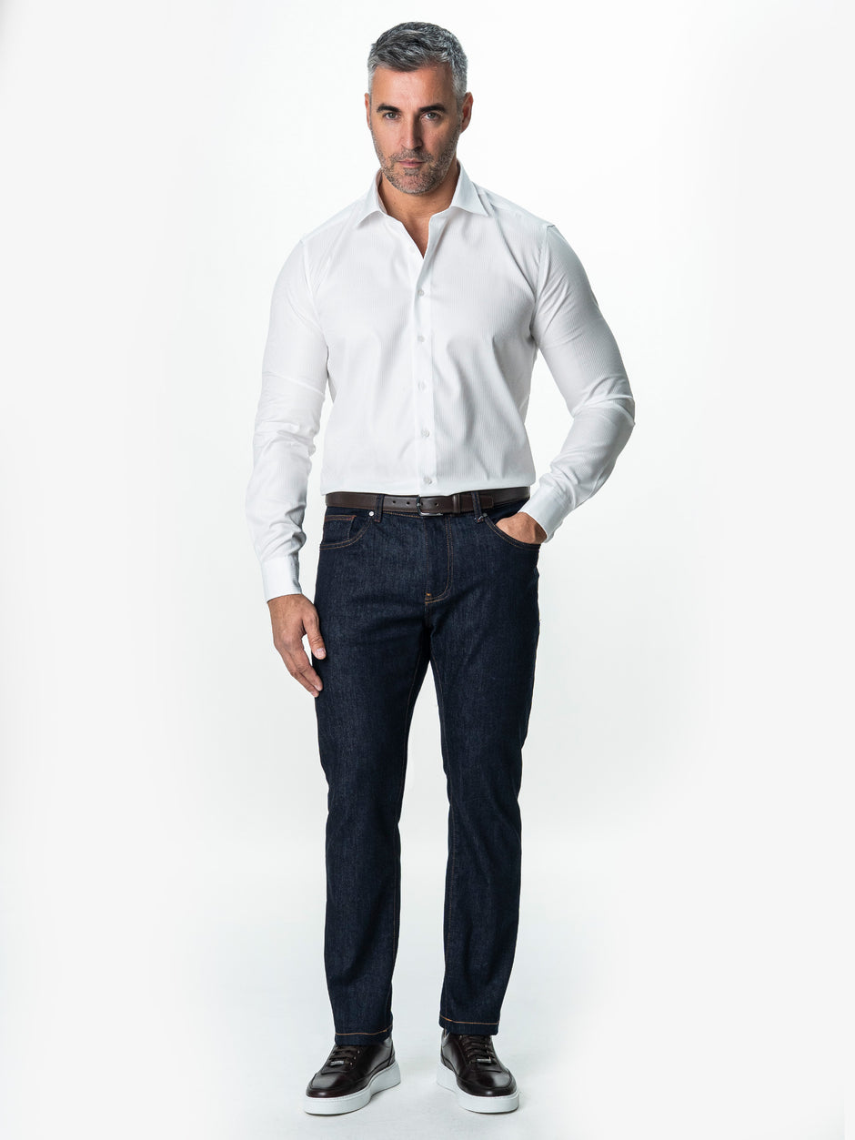 Blugi Barbati Bleumarin Denim Comfort Fit All Season BMan0005 (4)
