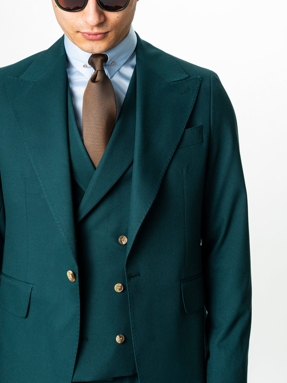 Costum Elegant Barbati Verde Petrol In 3 Piese Lana Sarto BMan0056 (3)