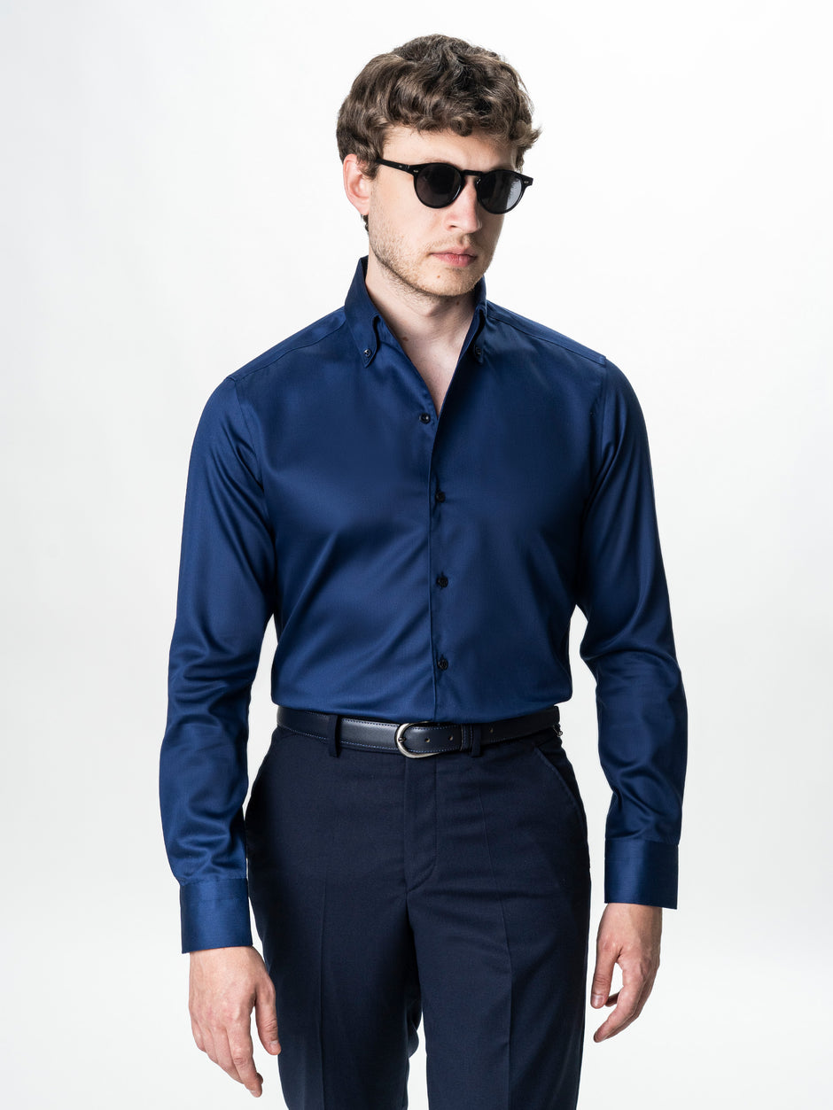 Camasa Barbati Bleumarin Non-Iron Guler One Piece BMan0207 (6)