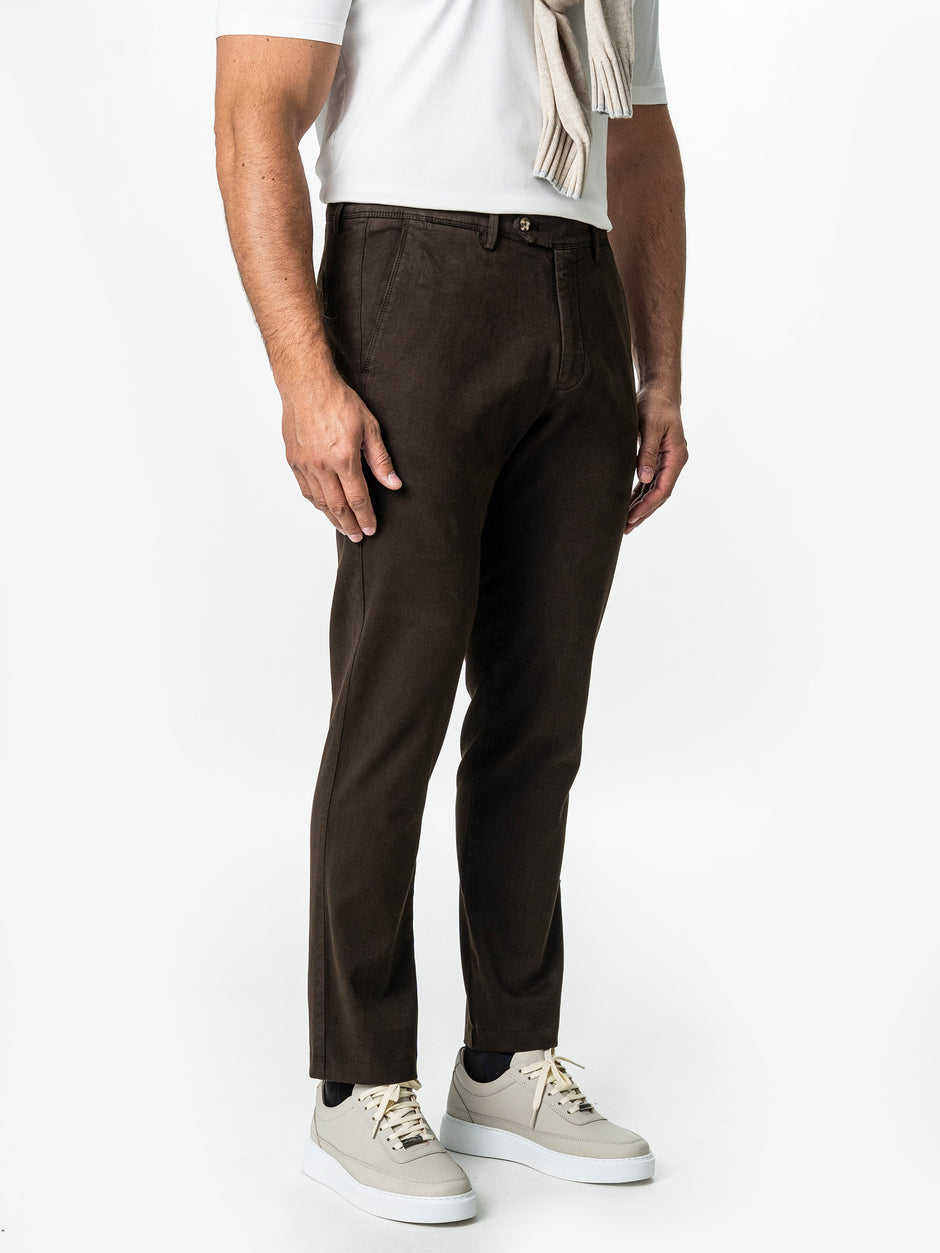 Pantaloni Casual Barbati Chinos Cafenii Bumbac Office Relax Fit BMan0020 (5)