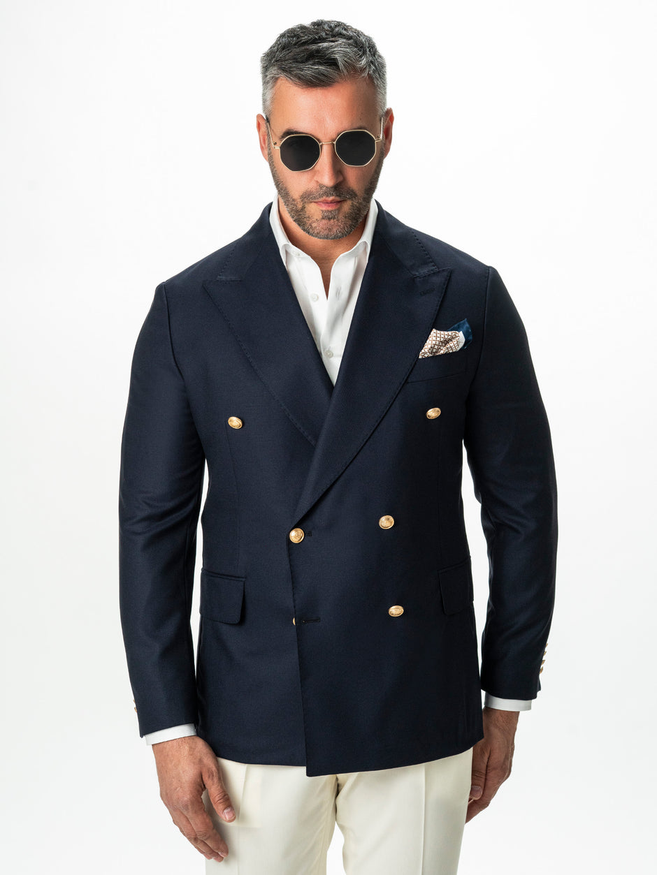 Sacou Doua Randuri Barbati Albastru Lana Vitale Barberis BMan0022 (2)