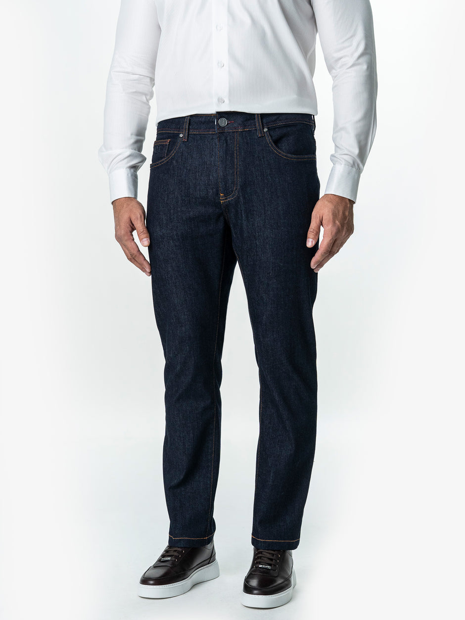 Blugi Barbati Bleumarin Denim Comfort Fit All Season BMan0005 (5)
