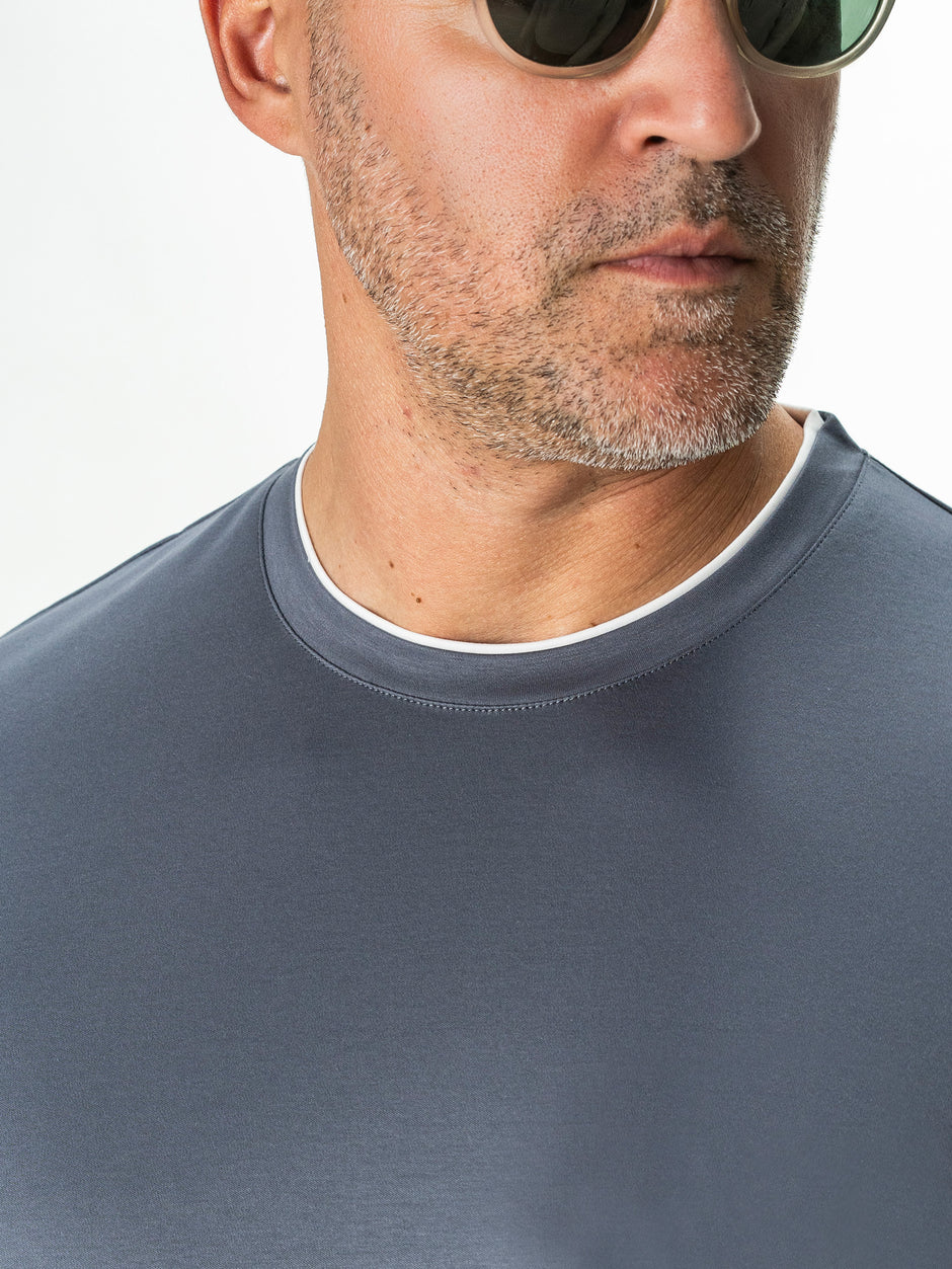 Tricou Gri Inchis Barbati 100% Bumbac Egiptean Dublu Mercerizat BMan271 (4)