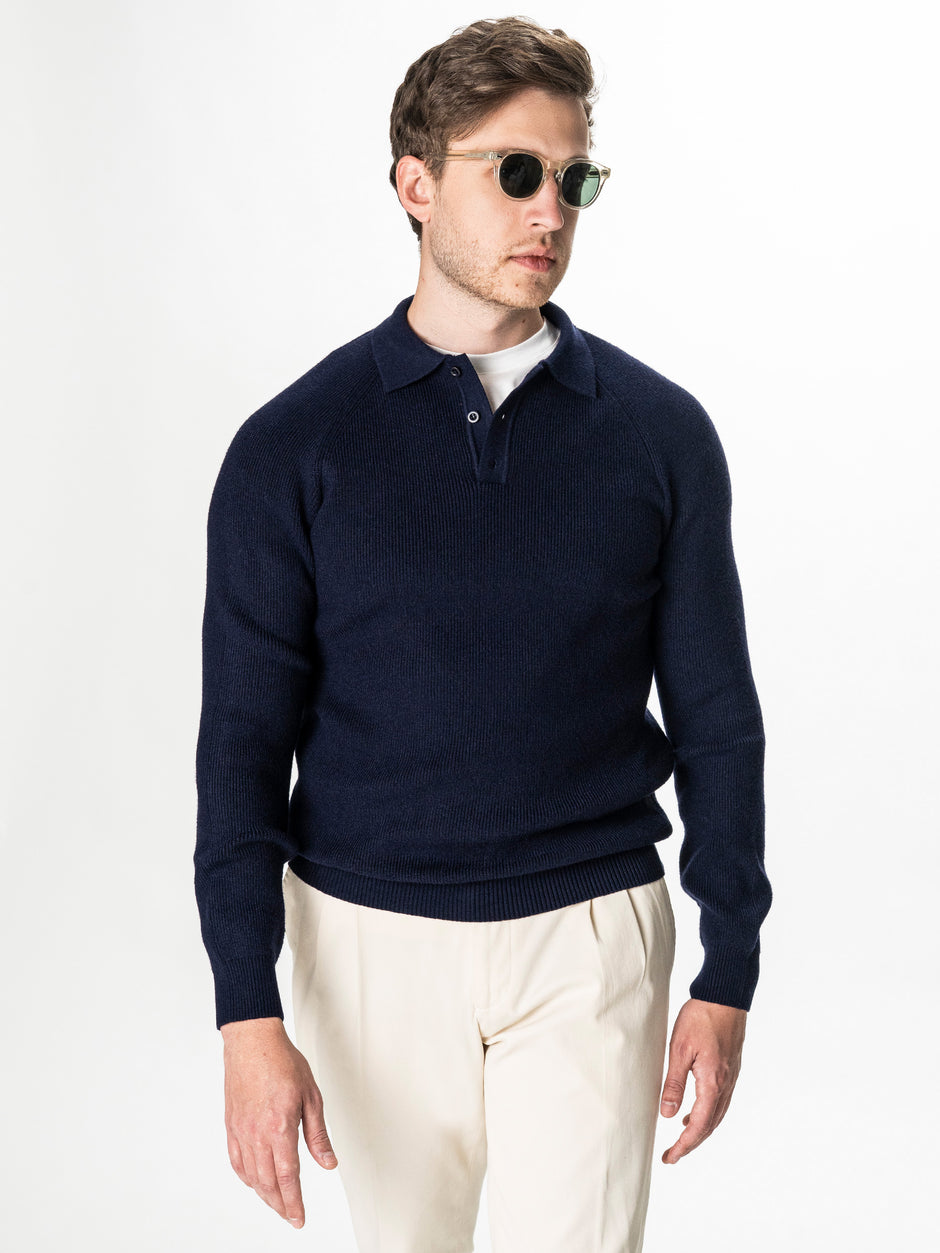 Pulover Polo Bleumarin Barbati Relaxed Fit BMan0118 (7)