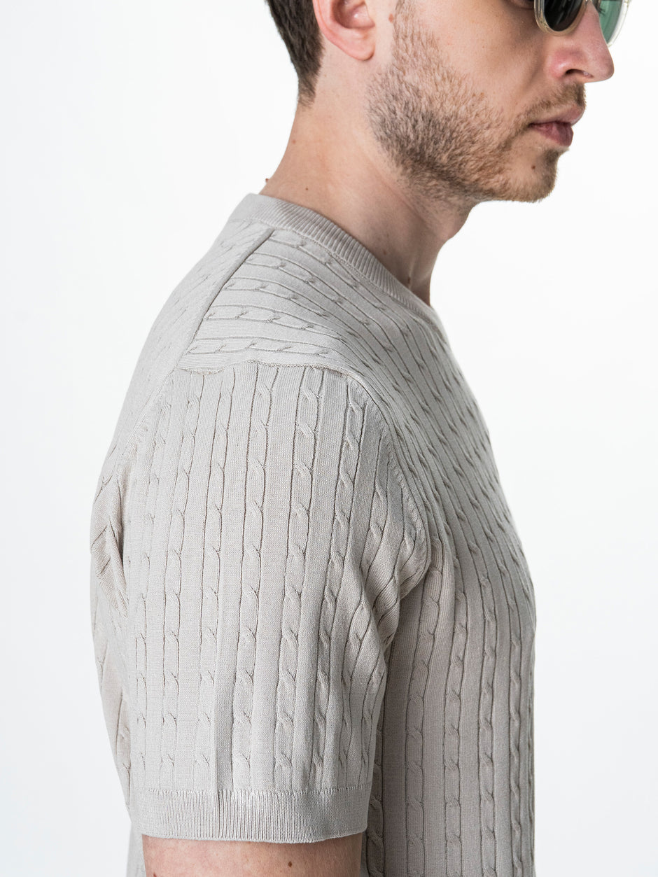 Tricou Barbati Gri Stone Model Torsada Guler Rotund BMan0104 (9)