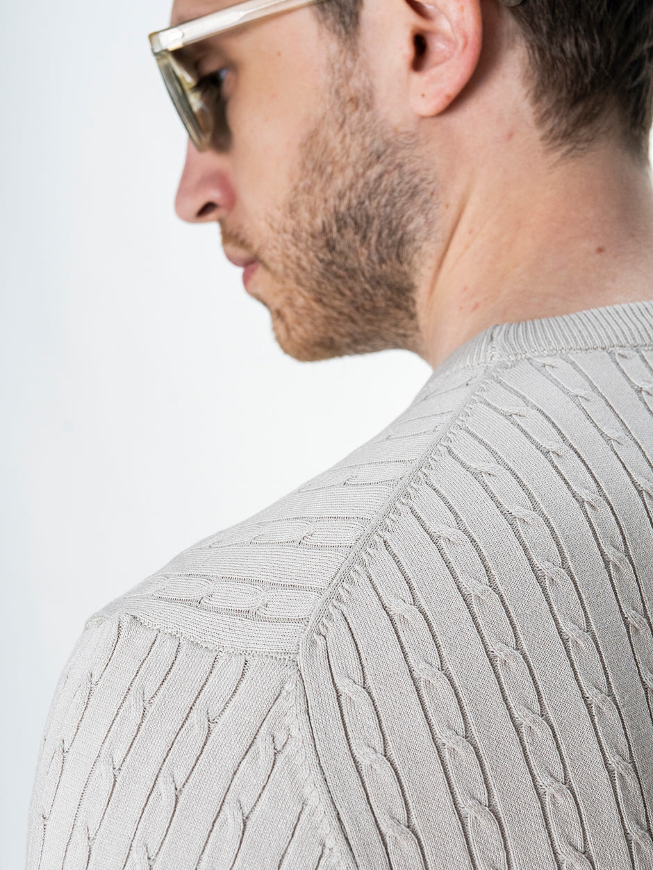 Tricou Barbati Gri Stone Model Torsada Guler Rotund BMan0104 (5)