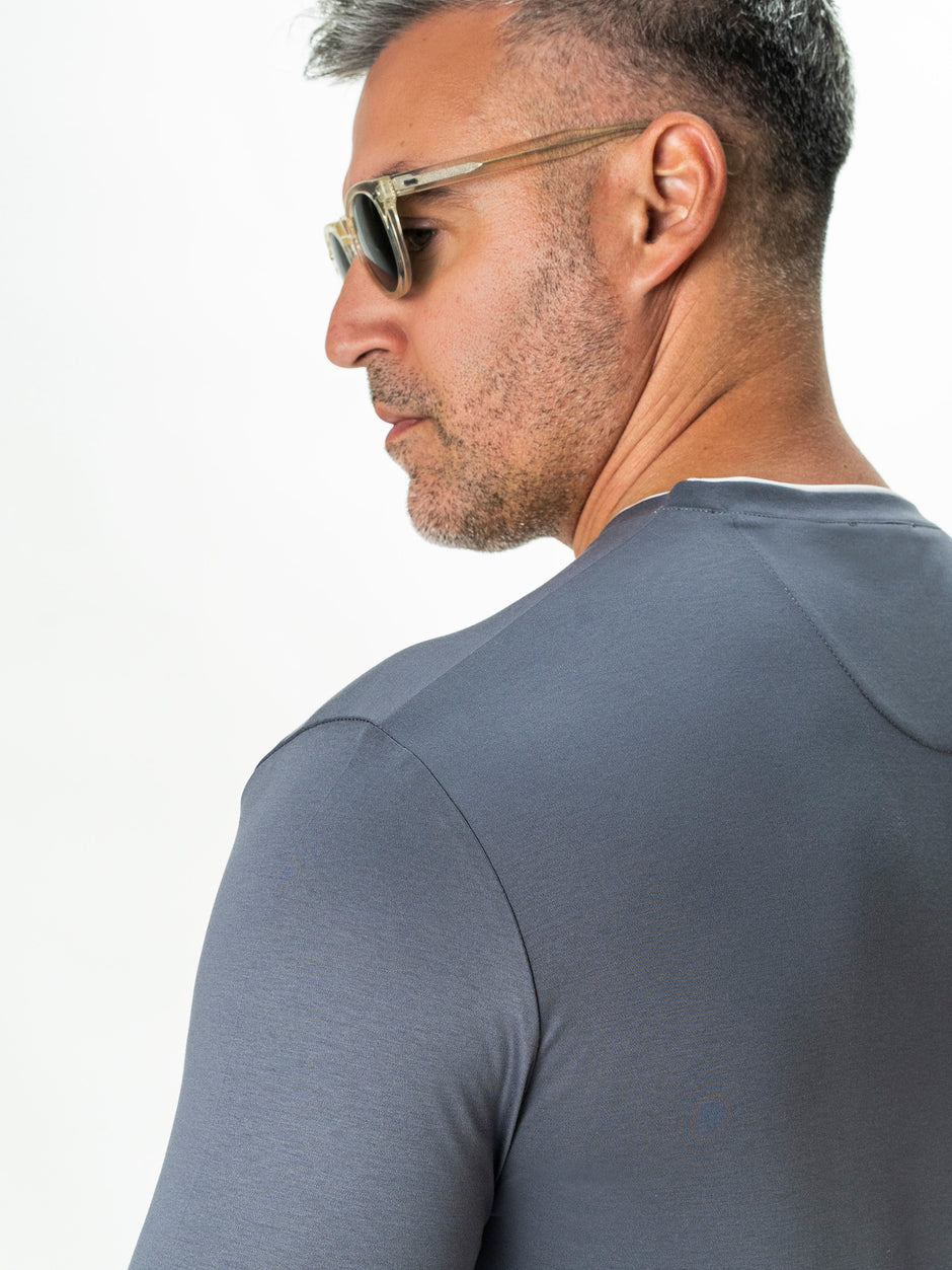 Tricou Gri Inchis Barbati 100% Bumbac Egiptean Dublu Mercerizat BMan271 (7)