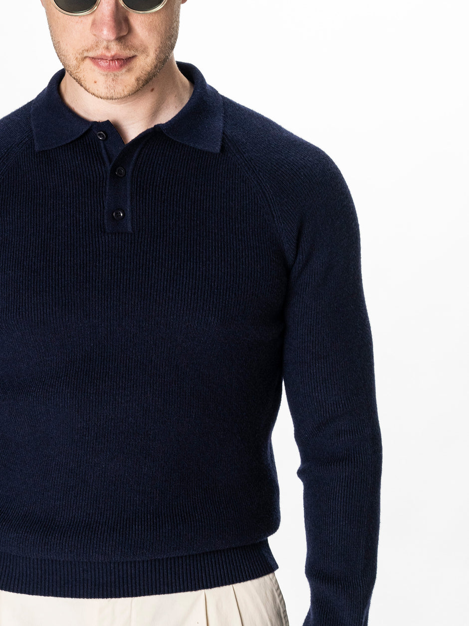 Pulover Polo Bleumarin Barbati Relaxed Fit BMan0118 (6)