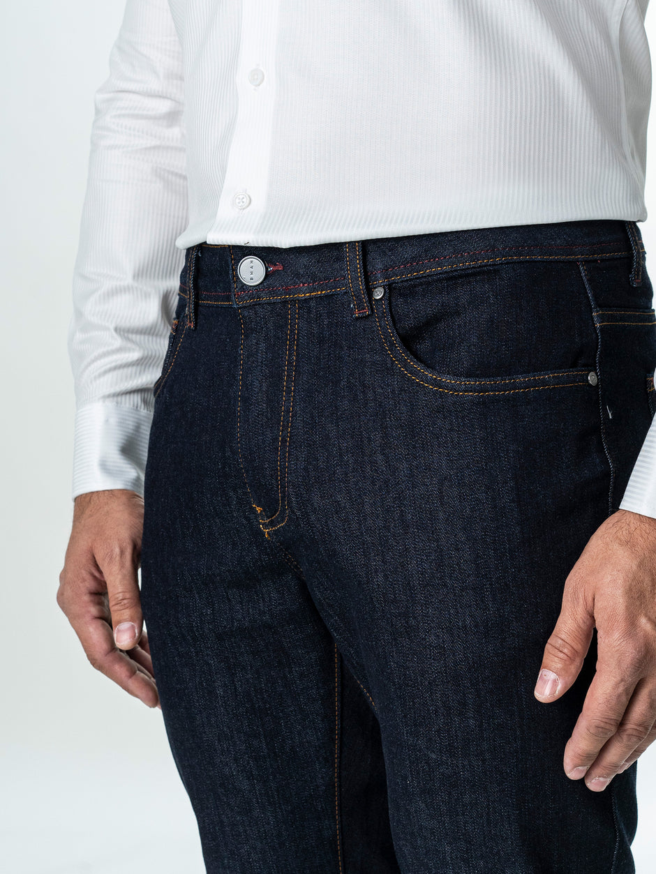 Blugi Barbati Bleumarin Denim Comfort Fit All Season BMan0005 (6)