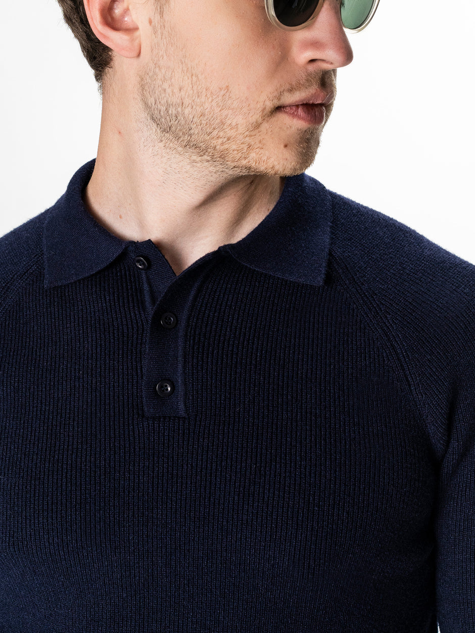 Pulover Polo Bleumarin Barbati Relaxed Fit BMan0118 (4)