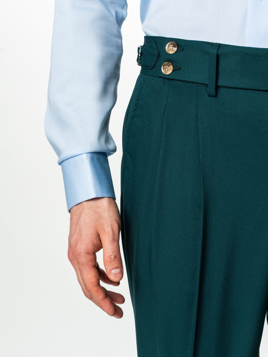 Costum Elegant Barbati Verde Petrol In 3 Piese Lana Sarto BMan0056 (7)