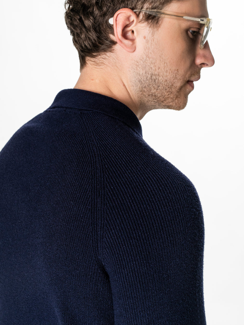 Pulover Polo Bleumarin Barbati Relaxed Fit BMan0118 (5)