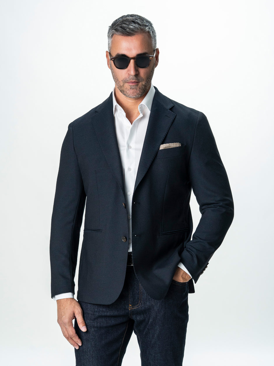 Sacou Casual Barbati Bleumarin Imprimeu Twill Din Lana Sarto BMan0037 (1)