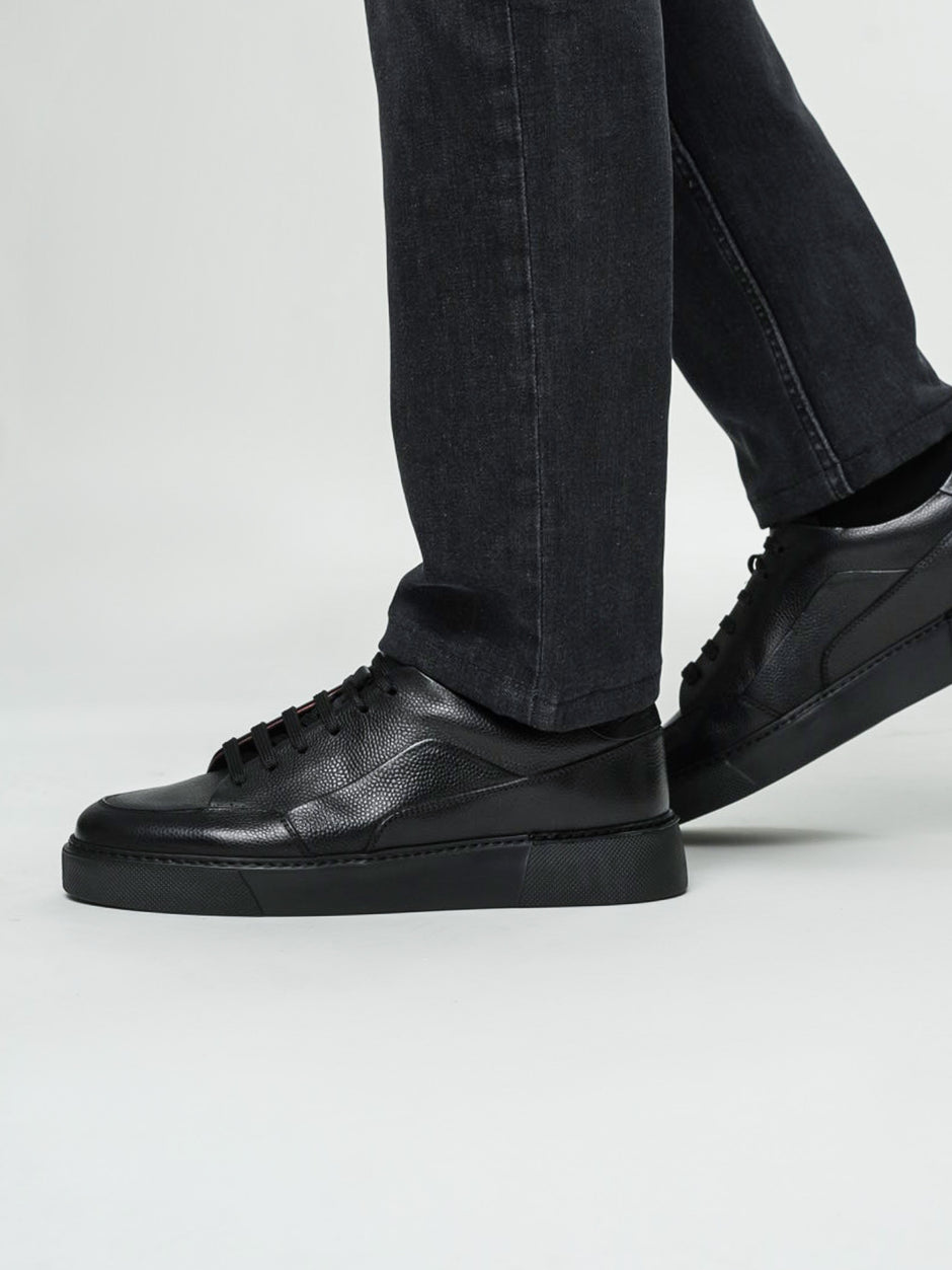 Pantofi Casual Barbati Negri Tip Sneakers Din Piele Naturala BMan0398 (5)