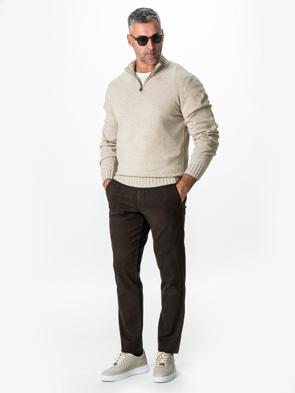 Pantaloni Casual Barbati Chinos Cafenii Bumbac Office Relax Fit BMan0020 (2)