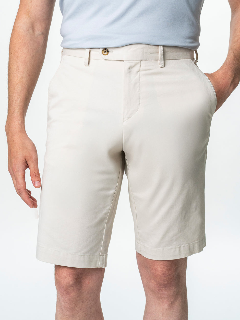 Pantaloni Barbati Scurti Vara Crem Mat Din 100% Bumbac BMan182 (5)