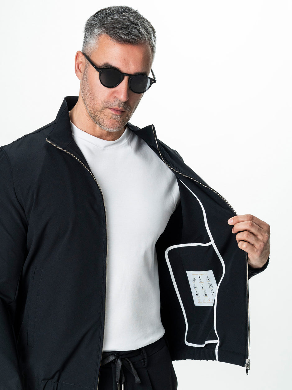 Jacheta Barbati Neagra Din Material Tehnic Elastic BMan0006 (5)