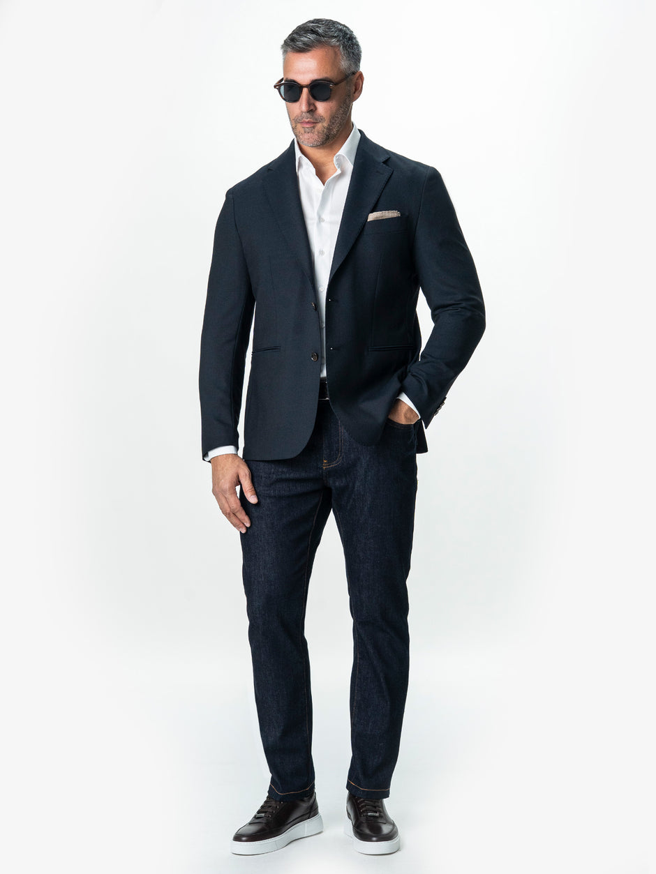 Sacou Casual Barbati Bleumarin Imprimeu Twill Din Lana Sarto BMan0037 (4)