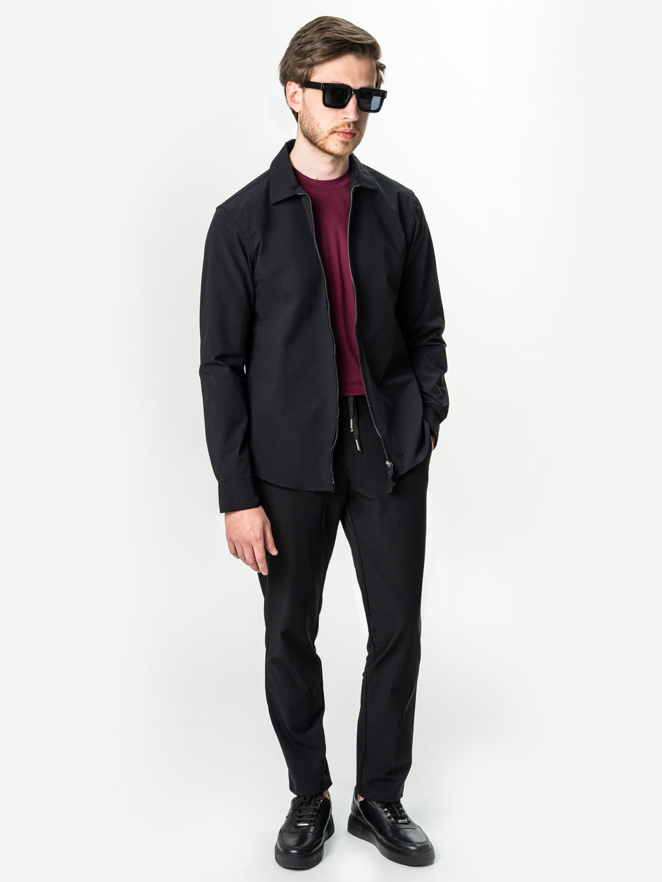 Camasa Tip Jacheta Neagra Din Spandex BMan0061 (2)