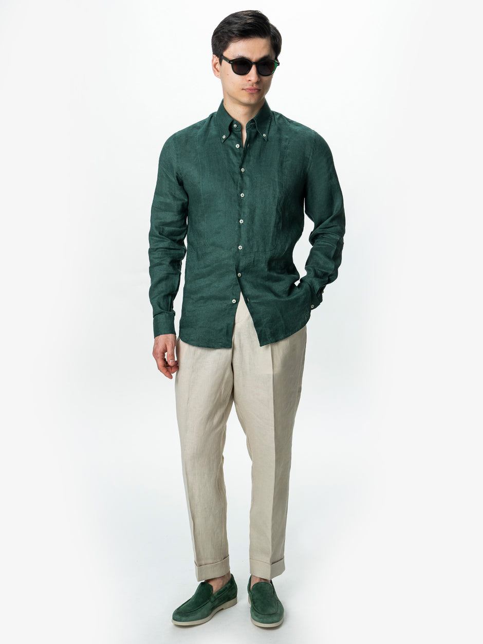 Camasa Barbati Verde De Vara Din 100% In Natural BMan0068 (2)