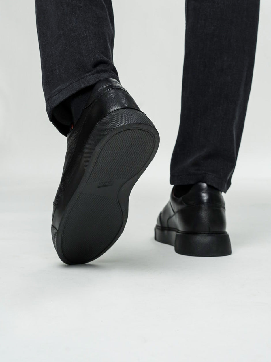 Pantofi Casual Barbati Negri Tip Sneakers Din Piele Naturala BMan0398 (10)