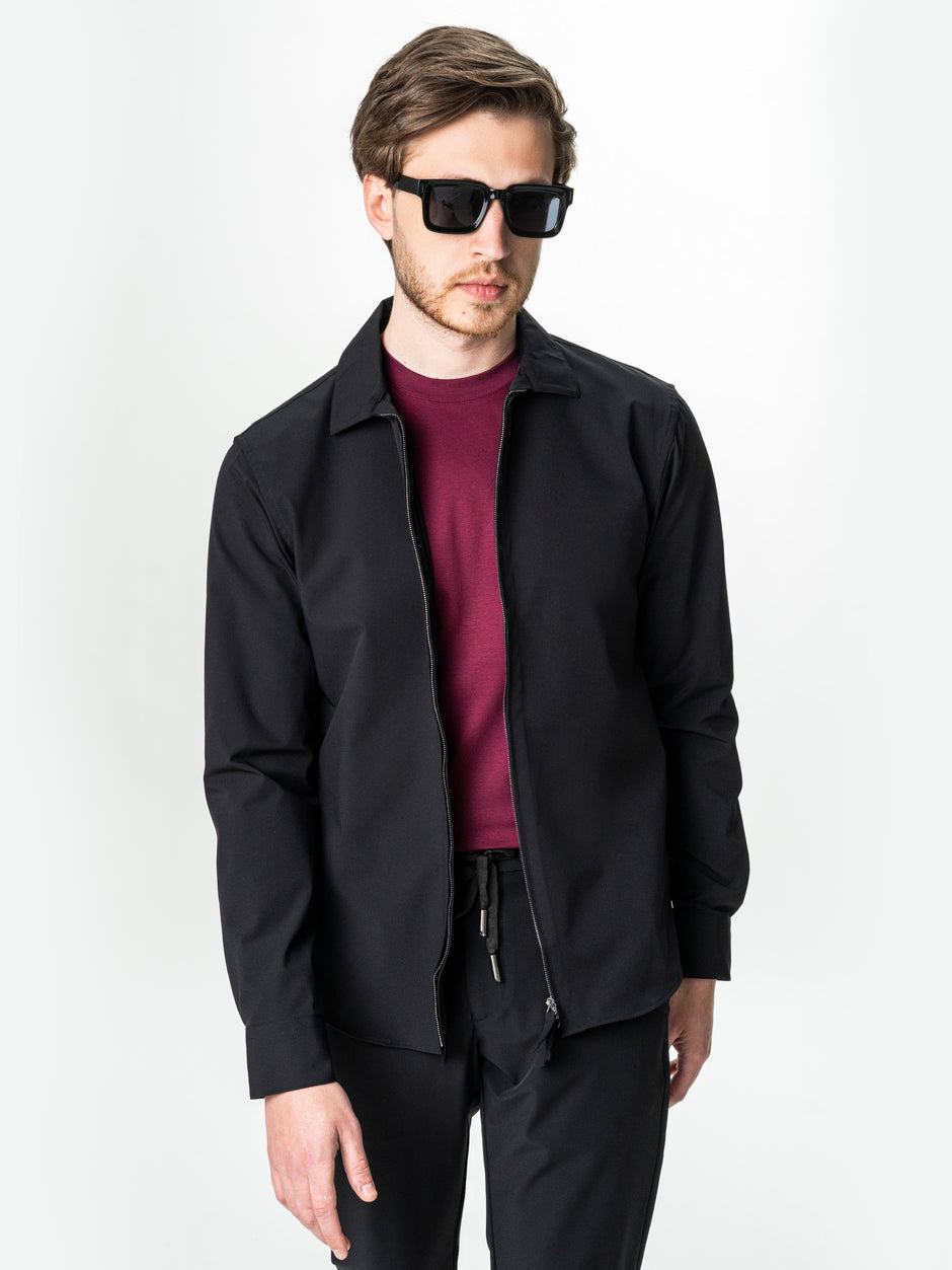 Camasa Tip Jacheta Neagra Din Spandex BMan0061 (5)