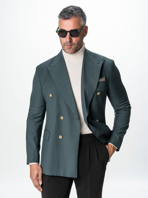 Sacou Doua Randuri Barbati Verde Lana Vitale Barberis BMan0057