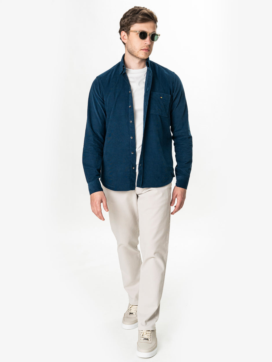 Camasa Barbati Albastrastru Petrol din 100% Bumbac Relaxed Fit BMan0400 (7)
