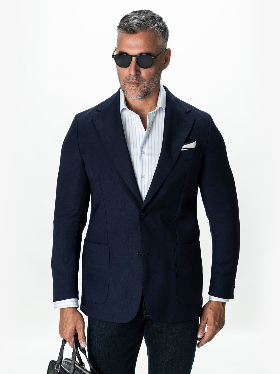 Sacou Barbati Bleumarin Vitale Barberis Super 110's Oxford BMan0101 (5)