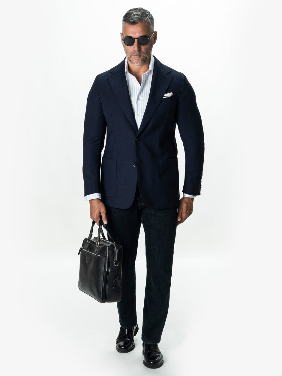 Sacou Barbati Bleumarin Vitale Barberis Super 110's Oxford BMan0101 (2)