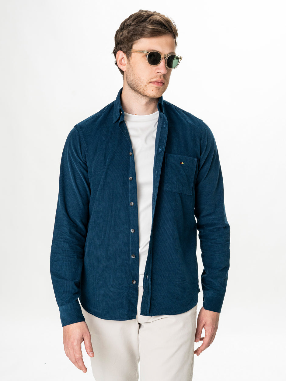 Camasa Barbati Albastrastru Petrol din 100% Bumbac Relaxed Fit BMan0400 (8)