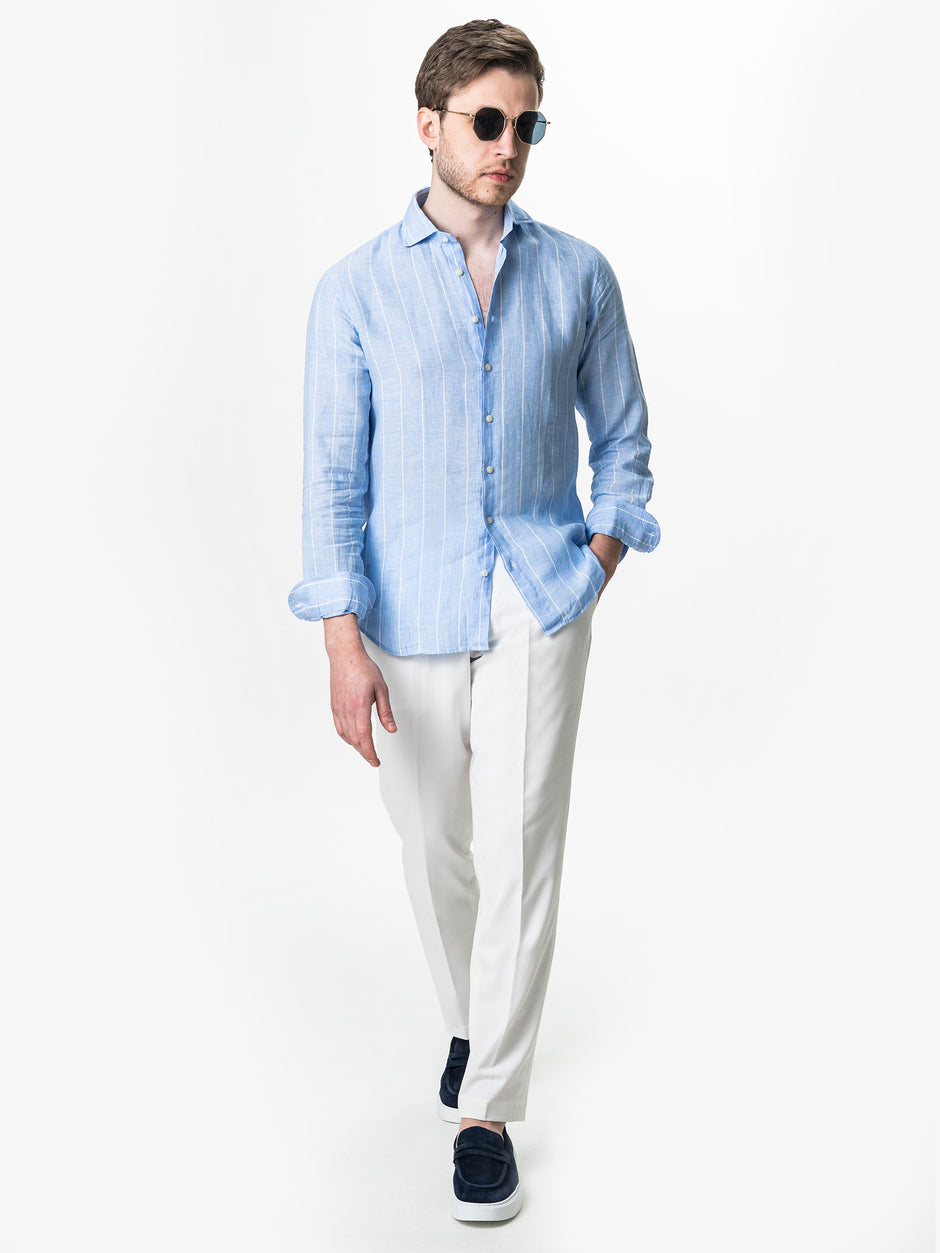 Camasa Barbati In Natural Albastru Bleu Dungi BMan0077 (7)