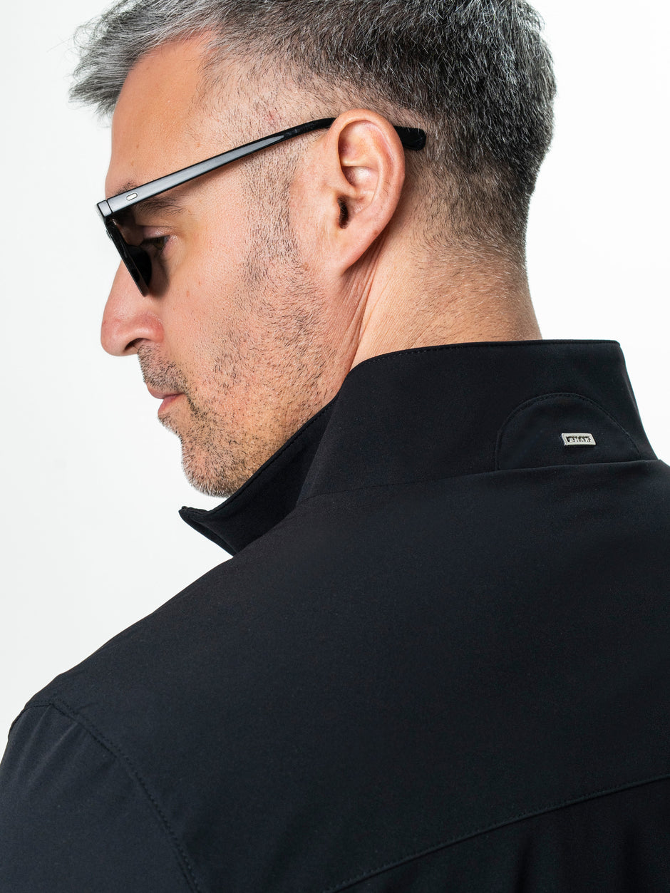 Jacheta Barbati Neagra Din Material Tehnic Elastic BMan0006 (7)