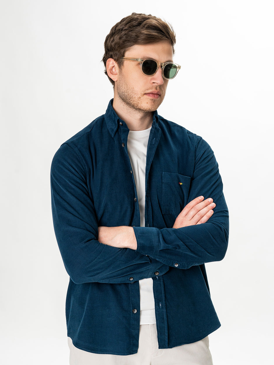 Camasa Barbati Albastrastru Petrol din 100% Bumbac Relaxed Fit BMan0400 (1)