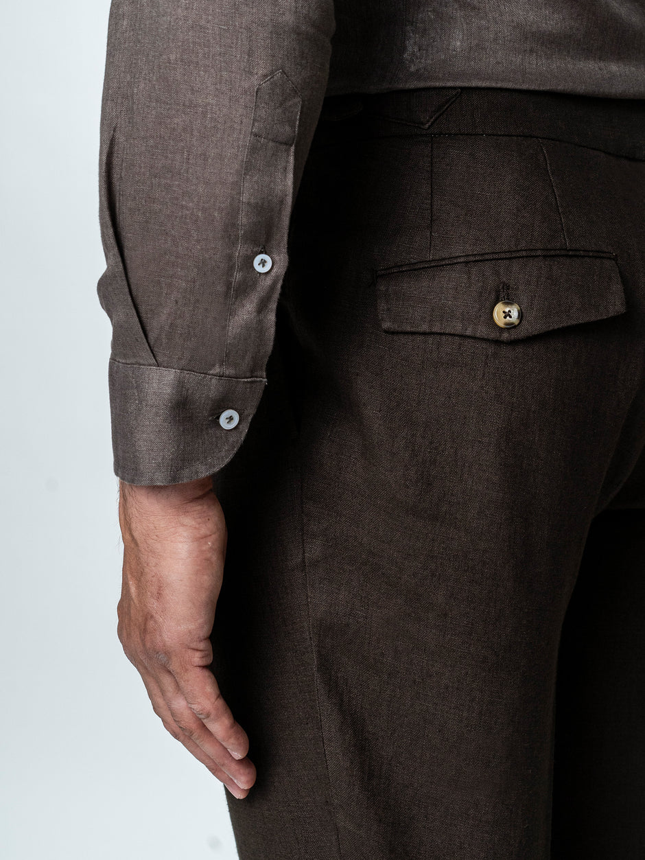 Pantaloni Maro Cafeniu Cu Pense Barbati Gurkha In Natural Vitale Barberis BMan0013 (6)