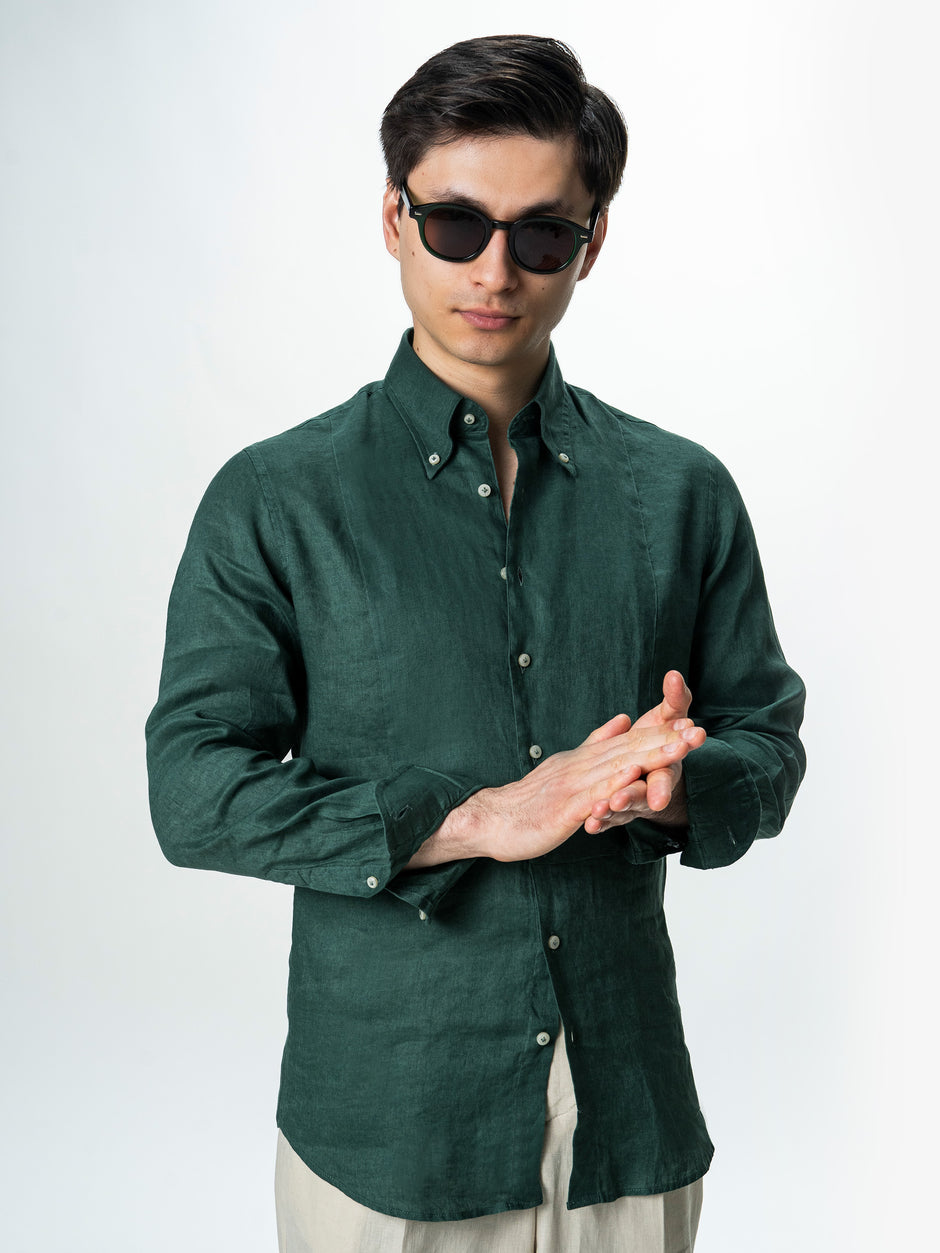 Camasa Barbati Verde De Vara Din 100% In Natural BMan0068 (4)