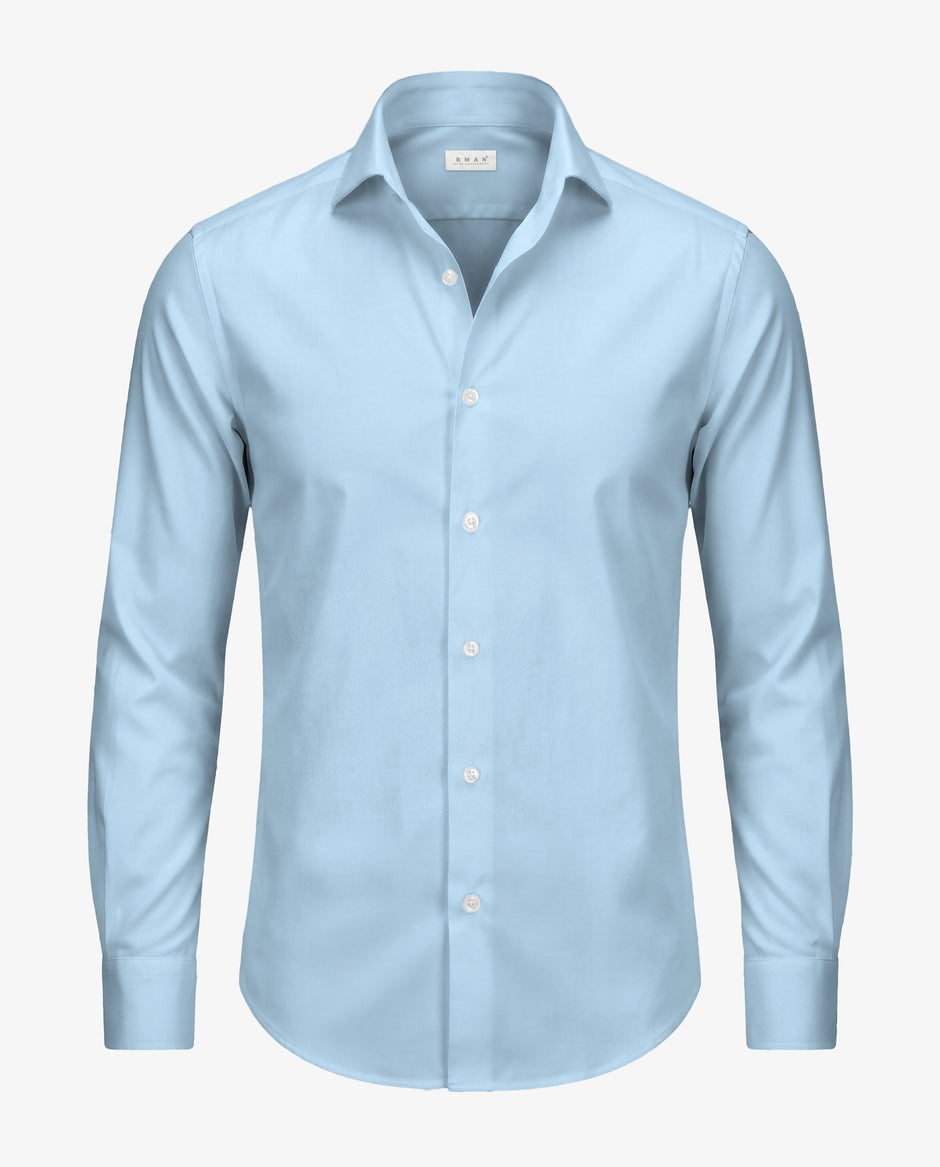 Camasa Barbati Bleu Bumbac Stretch Guler One Piece Spread BMan0404 (6)