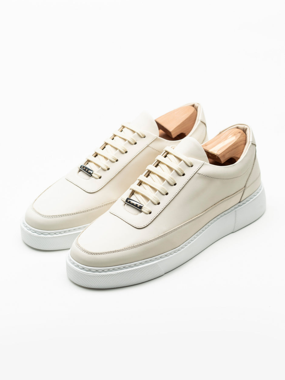 Pantofi Casual Barbati Crem Deschis Sneakers 100% Piele Naturala Flother Bman0383 (1)