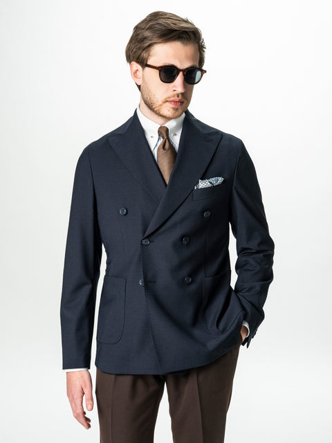 Sacou Bleumarin Inchis Barbati Doua Randuri Lana Vitale Barberis BMan0038